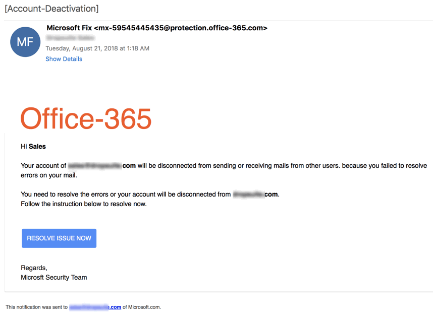 Image result for office 365 phishing email example