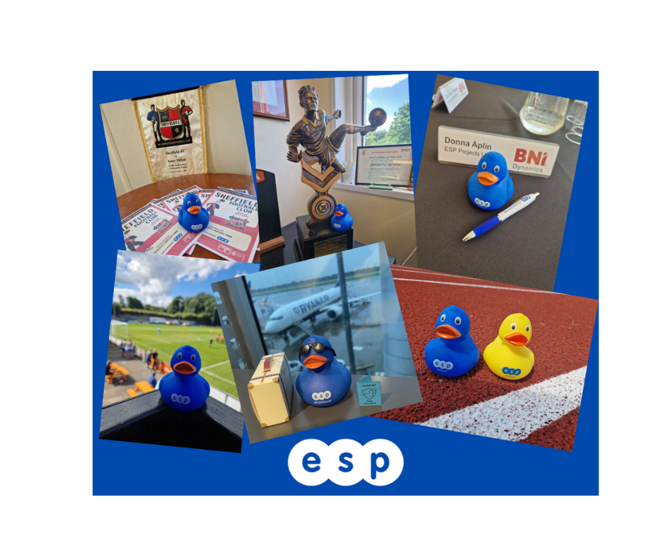 Pictures of Missy Duck on her visit to Sheffield FC, BNI and the Airport