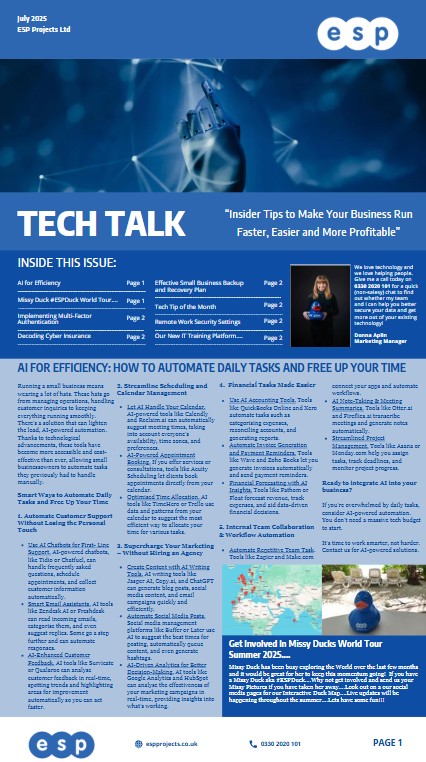 Techtalk Newsletter July Front